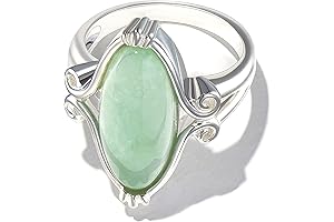 MORGAN & PAIGE Women's Sterling Silver Genuine Green Jade Ring - Size 8