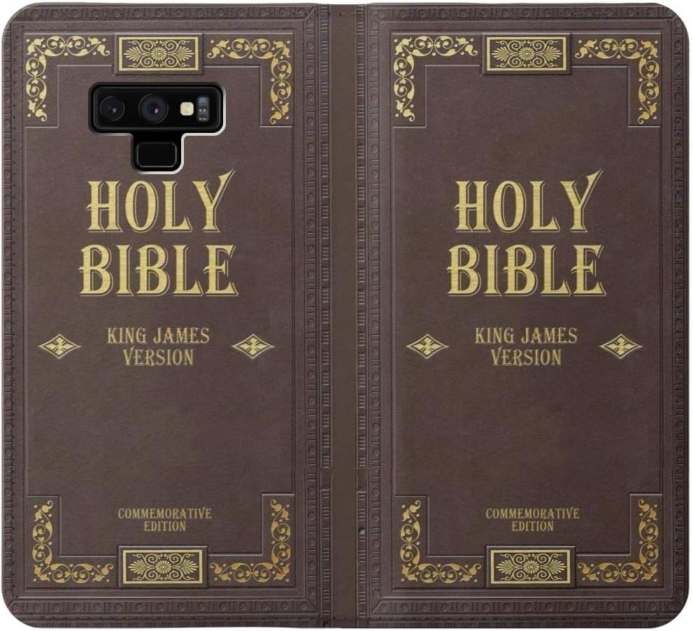 RW2889 Holy Bible Cover King James Version PU Leather Flip Case Cover for Note 9 Samsung Galaxy Note9