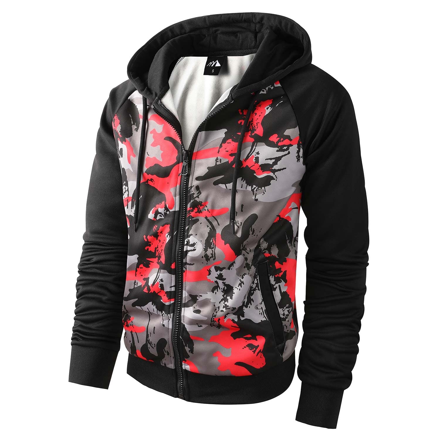 COOKFIPMen's Zip Up Color Block Hoodie Fleece Gym Workout zippered Sweatshirt Fashion Long Sleeve Hooded WIth Pocket