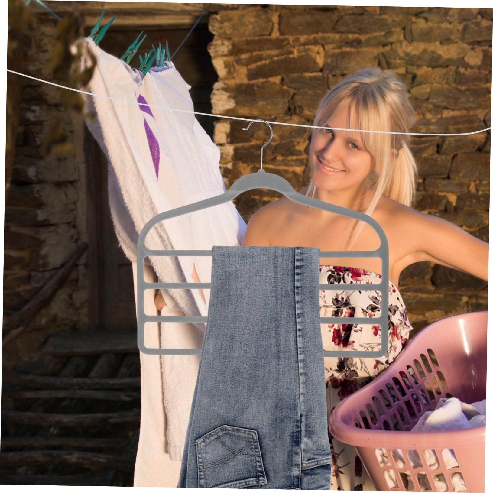 Grucce per Pantaloni Salvaspazio in Plastica Resistente Multistrato Cuscinetto Antiscivolo per Armadio Organizzato da Casa, Set 10 Pezzi