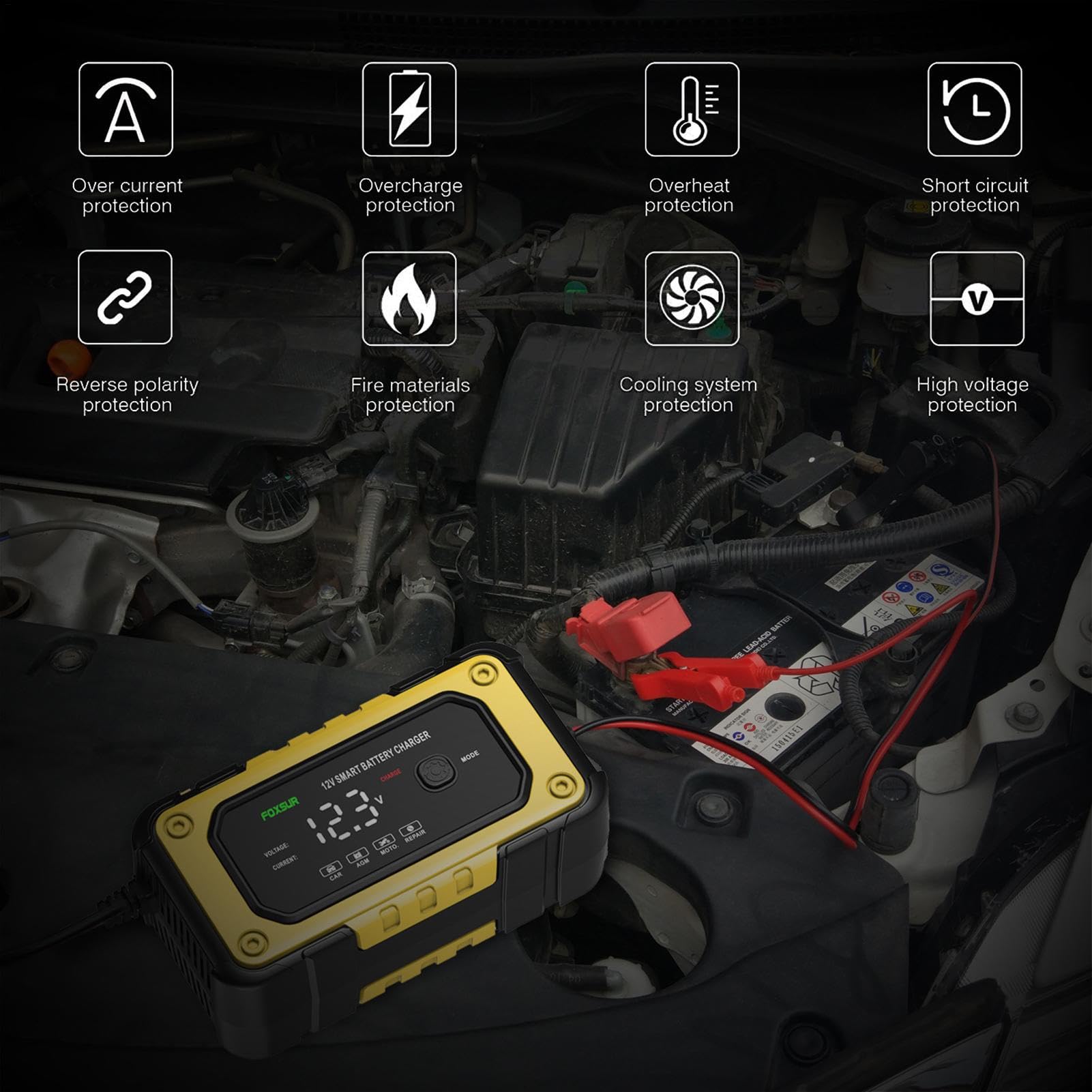 Avviatore di Emergenza Portatile - Jump Starter per Auto Camion Moto con Schermo LCD 12V | Booster Batteria Compatto per Garage Esterno Avviamento Veicolo Kit di Emergenza Avviatore Auto