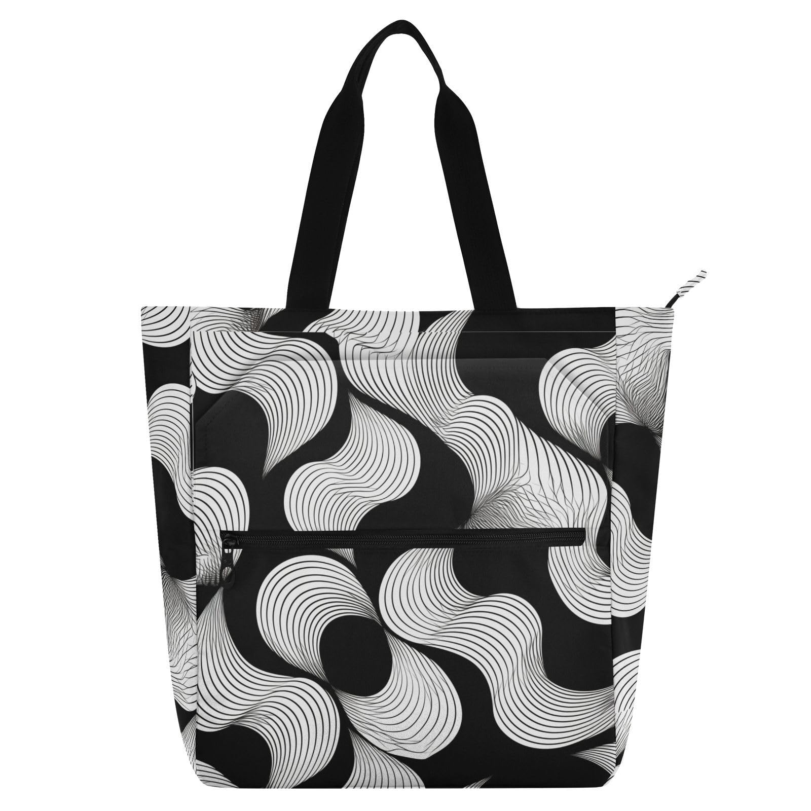 Bolsas de mano para libros de lona negra, el bolso multiusos de playa y universidad 8
