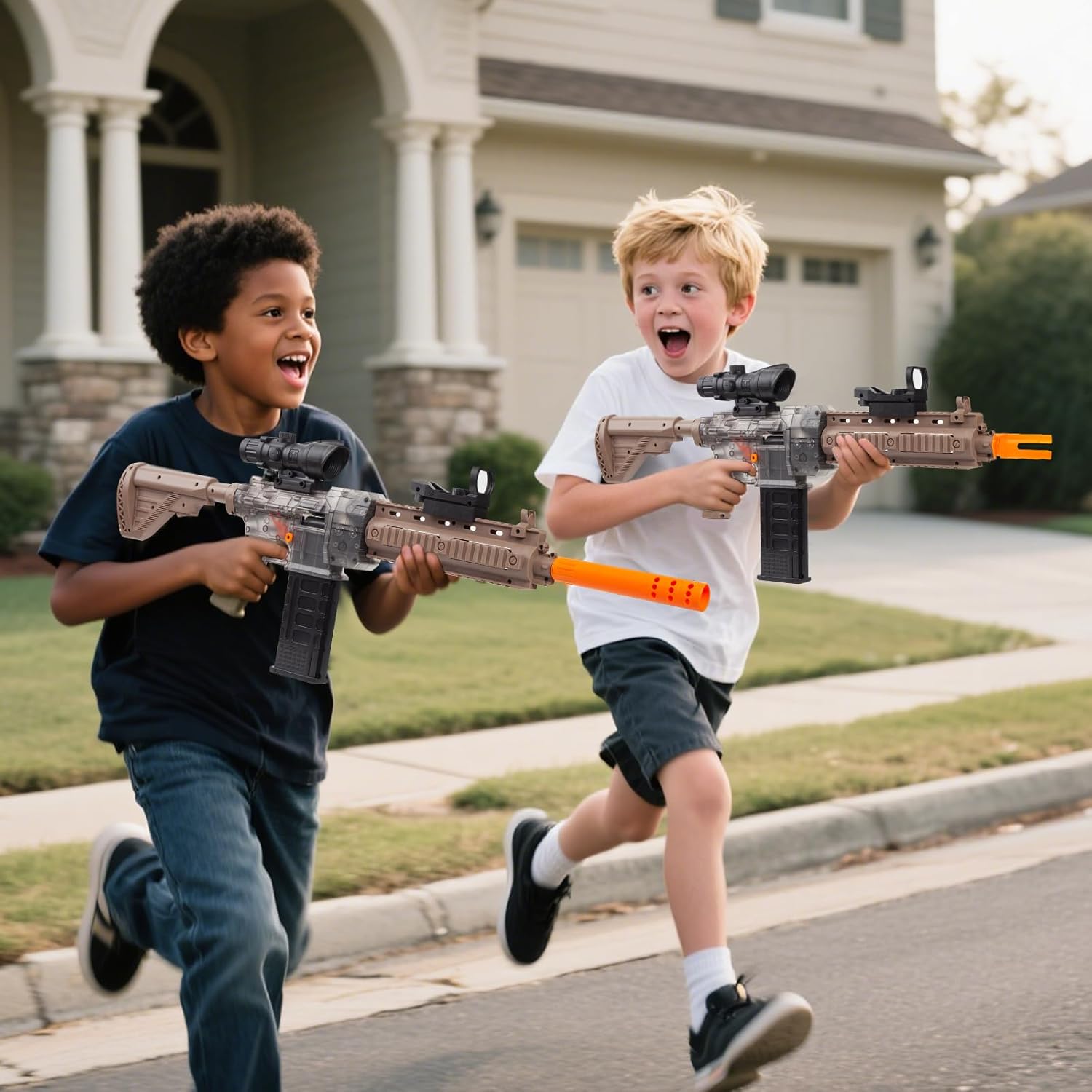 Realistic Sniper Rifle Toy Guns for Nerf Guns Darts, Electric Foam Blaster Toy Set with LED, Scope, Sight,100 Soft Foam Bullets and 3 Magazines, Kids Semi Automatic Machine Toy Gun for Boys 8-12