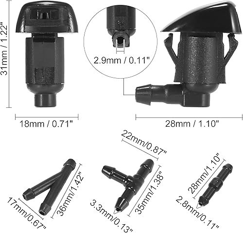 Miniatura 6 de ACROPIX Boquillas para limpiaparabrisas delantero para Jeep Grand Cherokee con conector de manguera, paquete de 7, color negro