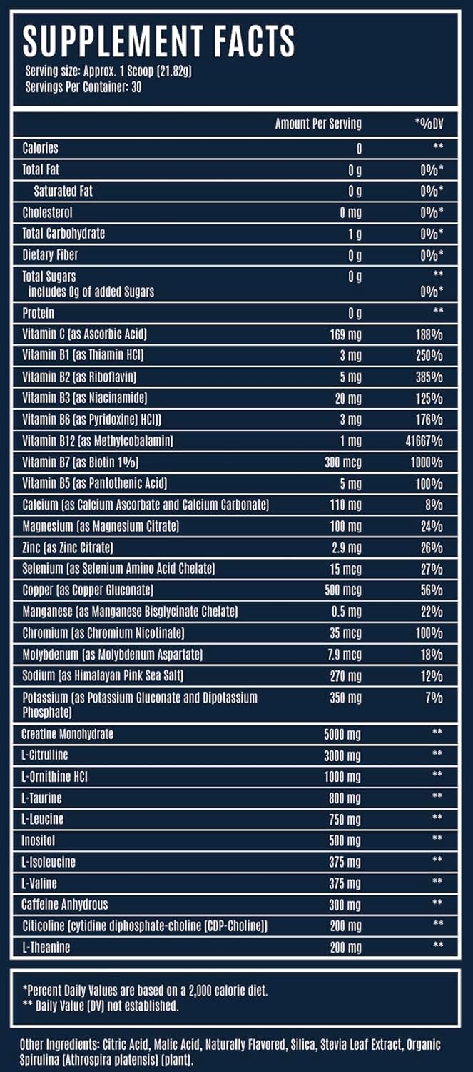 MUSCLE WATER Pre Workout Powder | Muscle + Pump + Energy | 20+ Supplements, 0 Tubs | 5g Creatine + 300mg Caffeine | Sugar-Free | Fruit Punch | 30 Servings