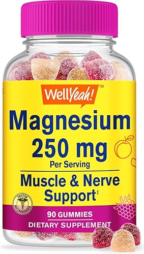 WellYeah Gomitas de citrato de magnesio de 250 mg altamente absorbibles alivio del estrés relajación muscular y apoyo al sueño suplemento masticable