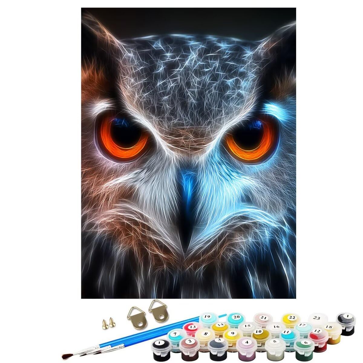 Dipingere con i Numeri Bambini Gufo Animale Kit fai da Te 36 Acrilici e 3 Pennelli per Principianti Dipingere con i Numeri, Hobby Creativi Adulti, Decora la casa Signora Regalo 80x110 cm SYLWK720