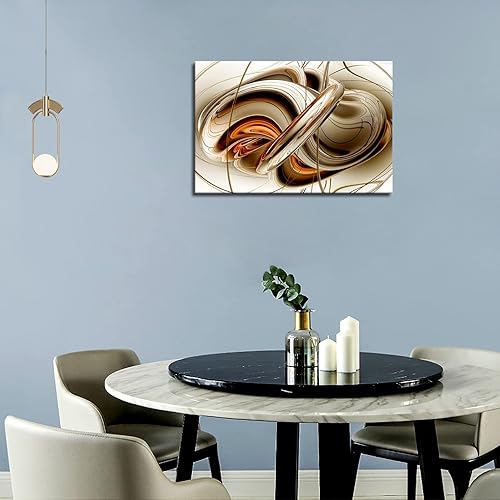 Miniatura 6 de First Wall Art - Arte de pared abstracto de líneas blancas y naranjas pintura en lienzo imágenes abstractas para decoración del hogar regalo