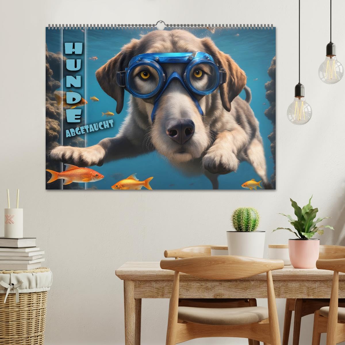 Hunde abgetaucht (Wandkalender 2026 DIN A2 quer), CALVENDO Monatskalender: Amüsante Bilder tauchender Hunde aller Rassen in einer traumhaften Unterwasserwelt (CALVENDO Tiere)