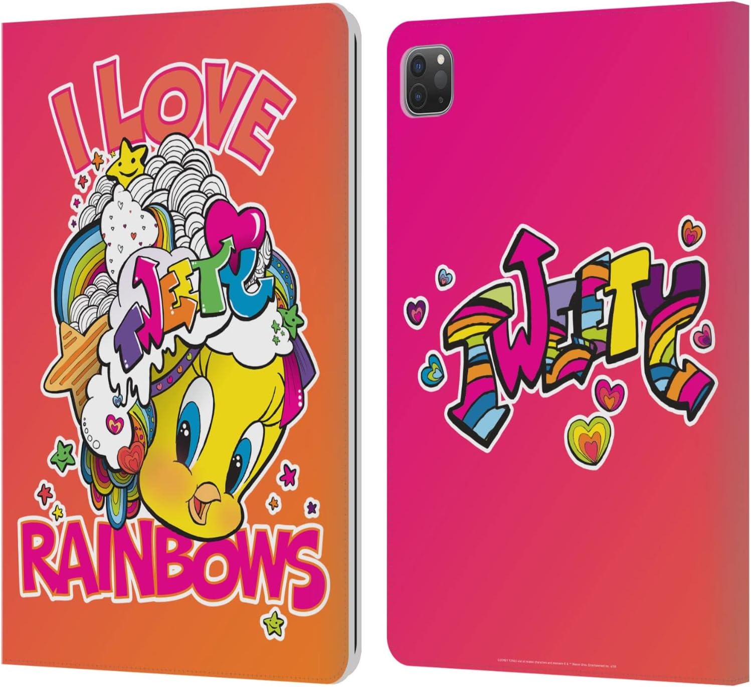 Head Case Designs Officially Licensed Looney Tunes I Love Rainbow Patterns Leather Wallet Case Compatible with Apple iPad Pro 11 2020/2021 / 2022