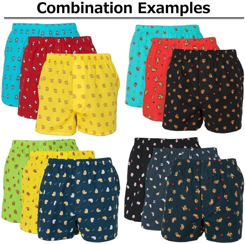 Y's factory Boys’ Boxer Shorts – Animal Print, Assorted 3-Pack, Front Open Fly, 100% Cotton, Soft & Breathable Kids Underwear