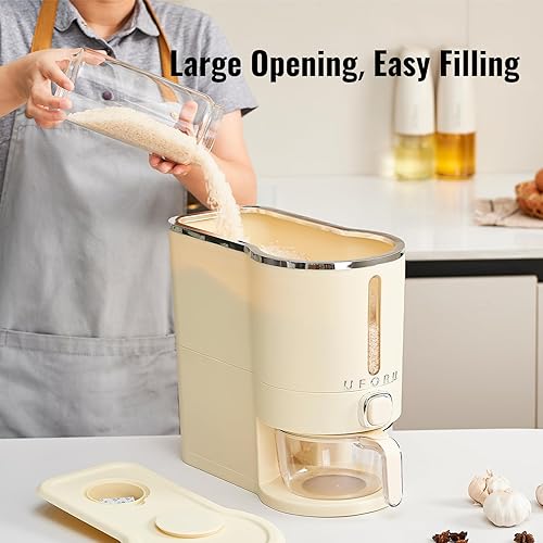 Miniatura 4 de Dispensador de arroz, recipiente de almacenamiento de arroz con taza medidora para despensa de cocina, contenedores de almacenamiento de alimentos