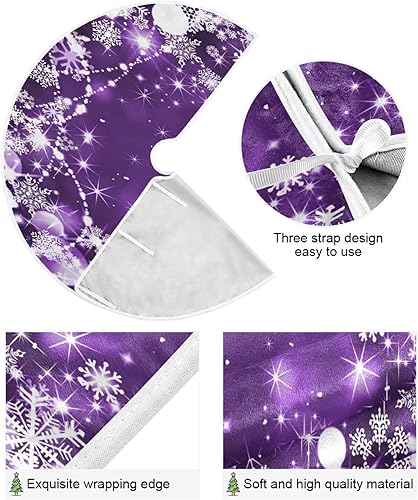 Miniatura 8 de ALAZA Decoración de falda de árbol de Navidad, adorno de falda de árbol grande de 47.2 pulgadas con copos de nieve plateados de invierno, verde