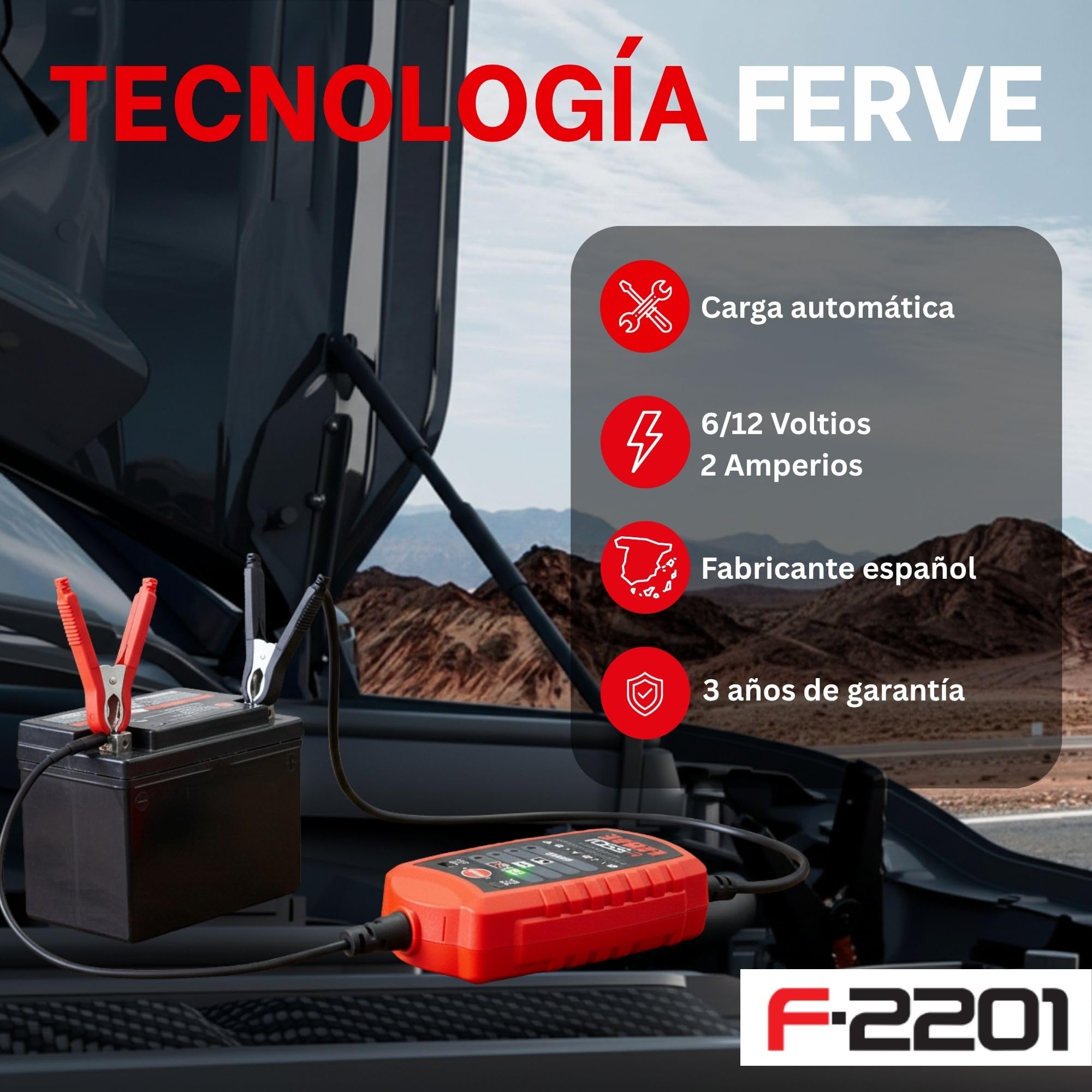 Ferve F-2201 Cargador de Baterías de Plomo Ácido