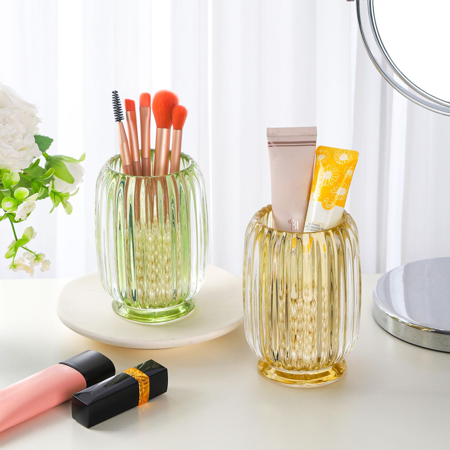 VanEnjoy Klarer Zahnbürstenhalter Aus Glas – 6,8x12,2 Cm, Transparent, Robust & Wasserabweisend