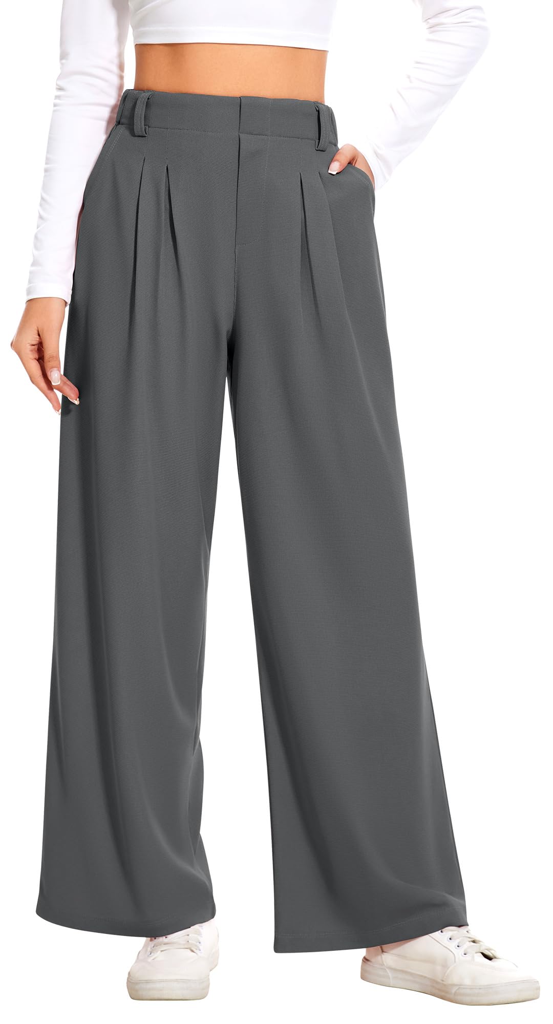 AVAMO Slacks for Women Dress Pants Stretchy Work Pants Wide Leg High Waisted Business Casual Trousers with Pockets