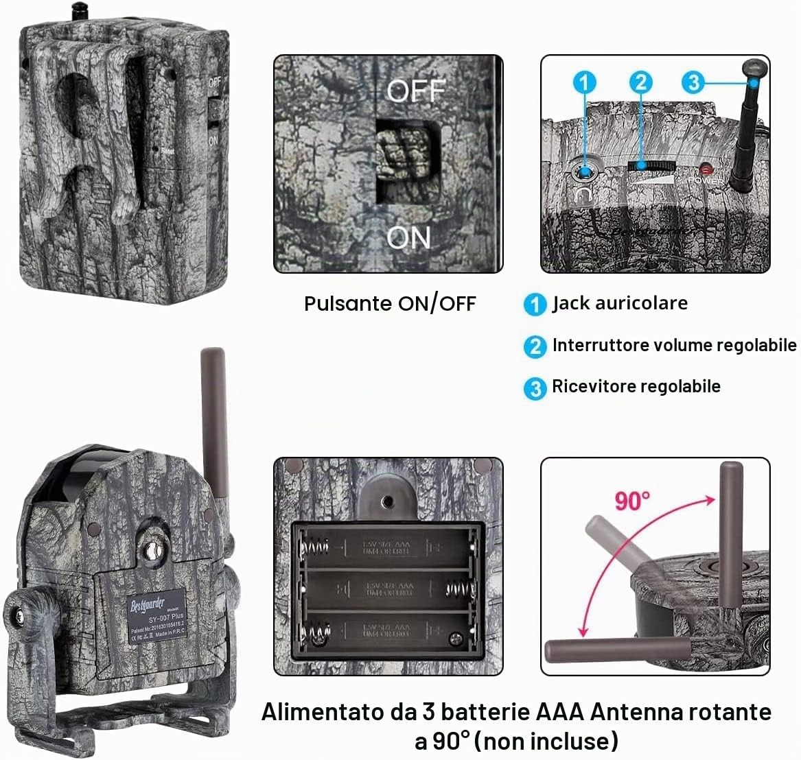 Sensore Movimento Wireless - 984ft Kit di allarme infrarossi esterno 5 sensori di rilevamento di movimento 1 Ricevitore, caccia, sicurezza in casa - 1 Ricevitore 5 Rilevatori