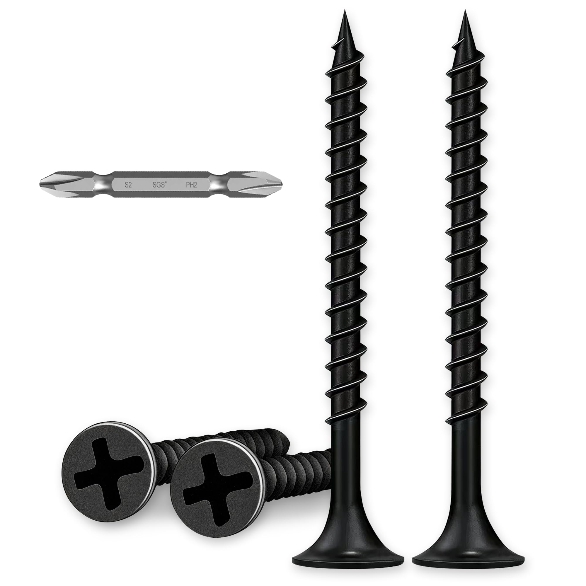 100 Pcs Black Drywall Plasterboard Screws M4 x 70mm Drywall Screws Coarse Cement Board Decking Exterior Wood Screws Phillips Drive with Bit Black Wood Screws for Drywall Sheetrock Wood and Furniture