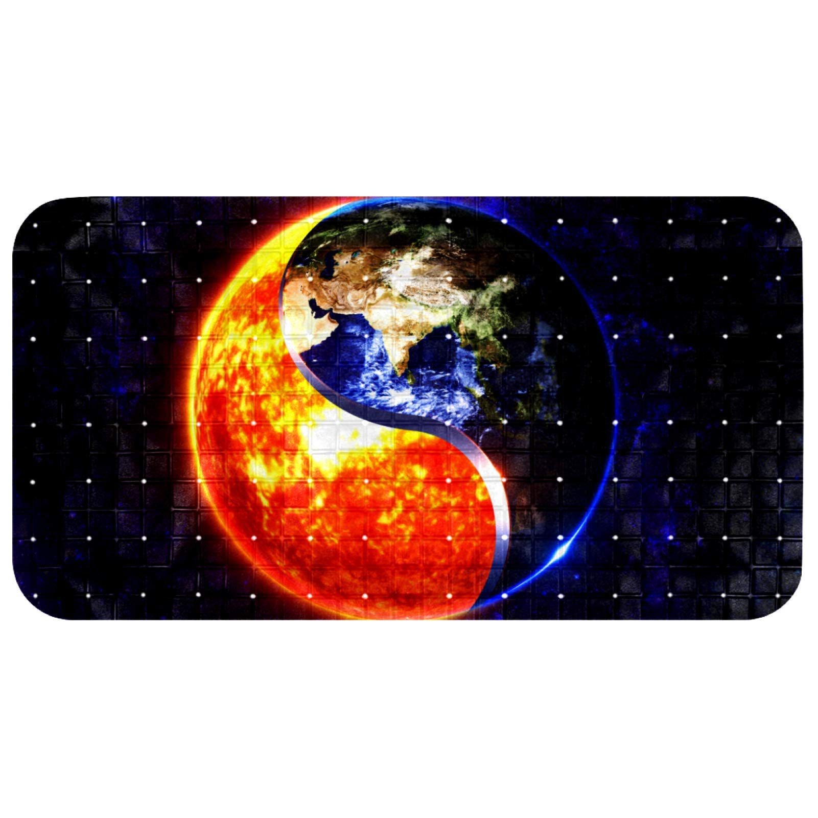 Tapis de bain bébé avec ventouses Bennigiry motif Yin Yang soleil terre 37x68 cm