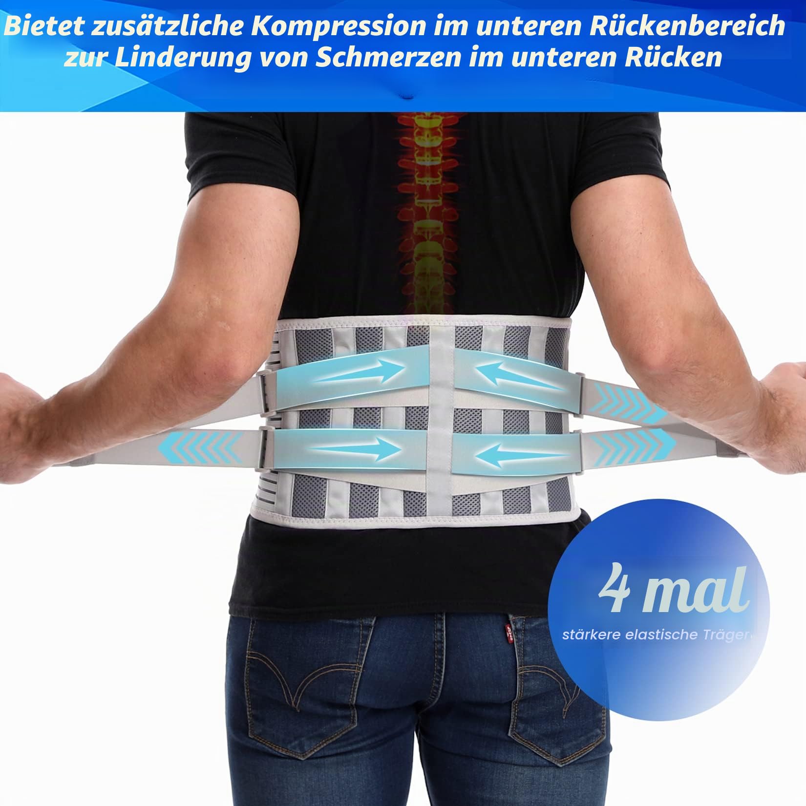 Paskyee Rückenstützgurt für Männer und Frauen zur Linderung von Schmerzen im unteren Rückenbandage Rückenstütze mit abnehmbarem Lendenpolster, Lendenstützgurt für Bandscheibenvorfall
