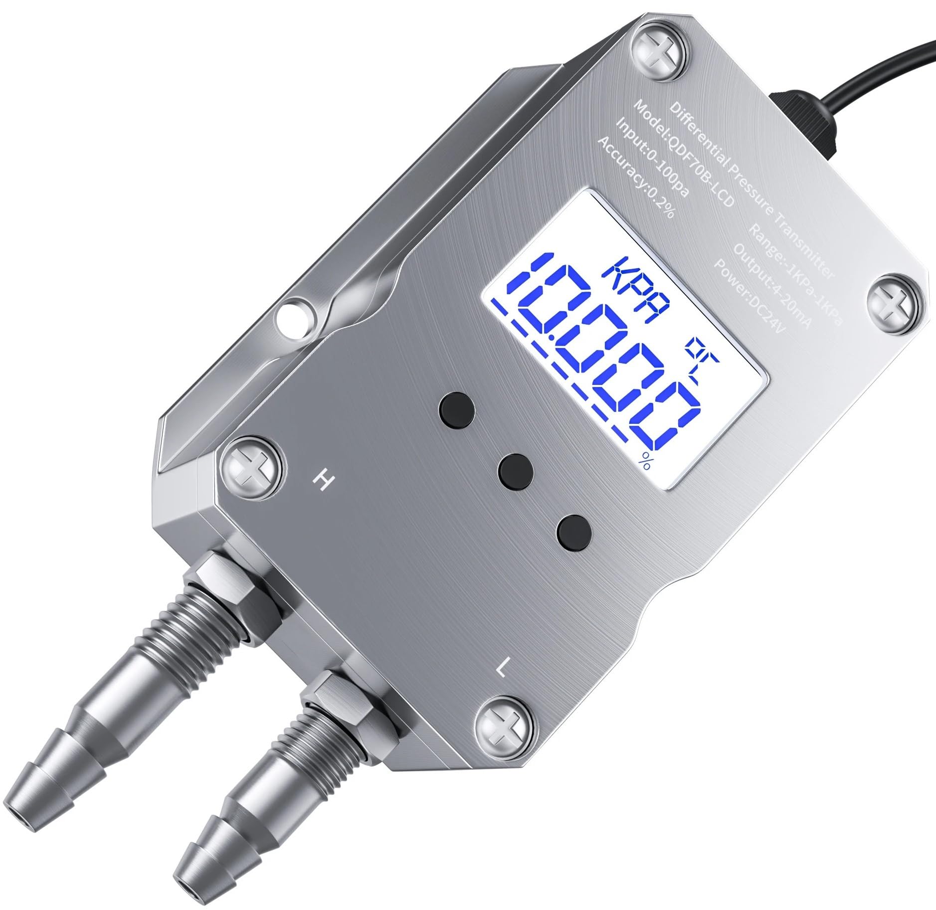 4-20mA 0-10V 50pa 10kpa 1Kpa Transmisor de sensor de presión 100pa Transmisor de presión diferencial RS485