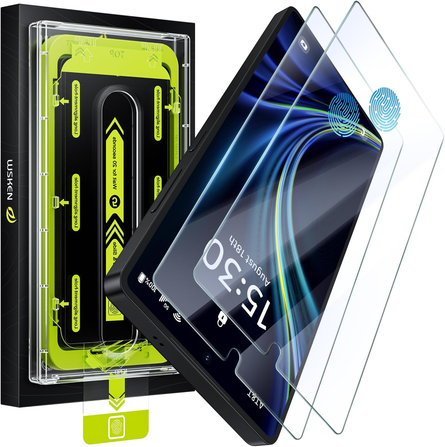 WSKEN for Samsung Galaxy S25 Ultra Screen Protector - [Fingerprint Unlock Support] Case Friendly Auto Dust Removal Shatterproof Bubble Free HD Tempered Glass Film for Galaxy S25 Ultra,2 PCS