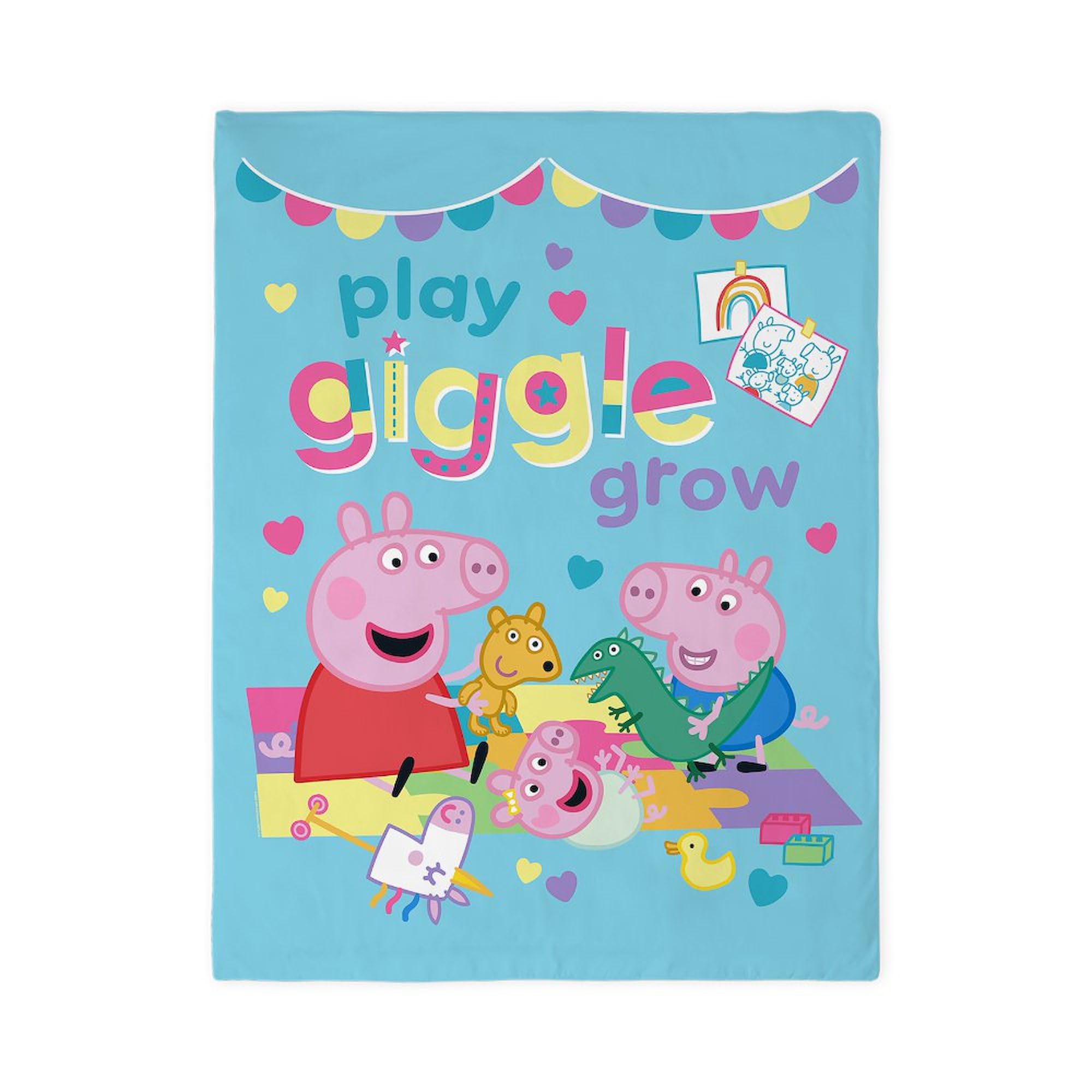 CafePress Peppa Pig: Play Giggle Grow Twin Duvet Cover, Printed Comforter Cover, Unique Bedding,