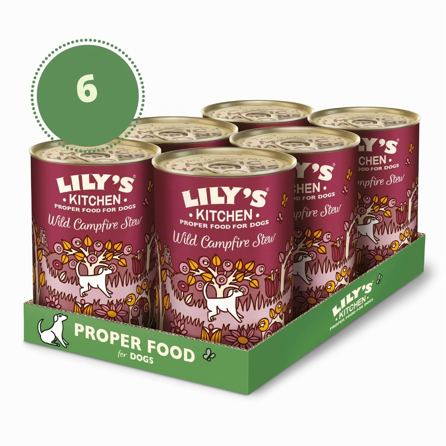 Lily’s Kitchen Fabriqué à partir d’ingrédients naturels Boîte d’Aliments humides pour Chiens Adulte au Chevreuil, au Faisan et au Saumon 6 x 400g