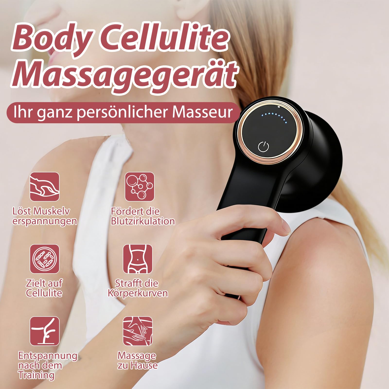 Massaggiatore Anticellulite Elettrico, Massaggiatore Cellulite Professionale Trasportabil econ 8 Testa Massaggio, Forme Rassodanti, Rassoda e Scolpisce, Allevia la Tensione Muscolare
