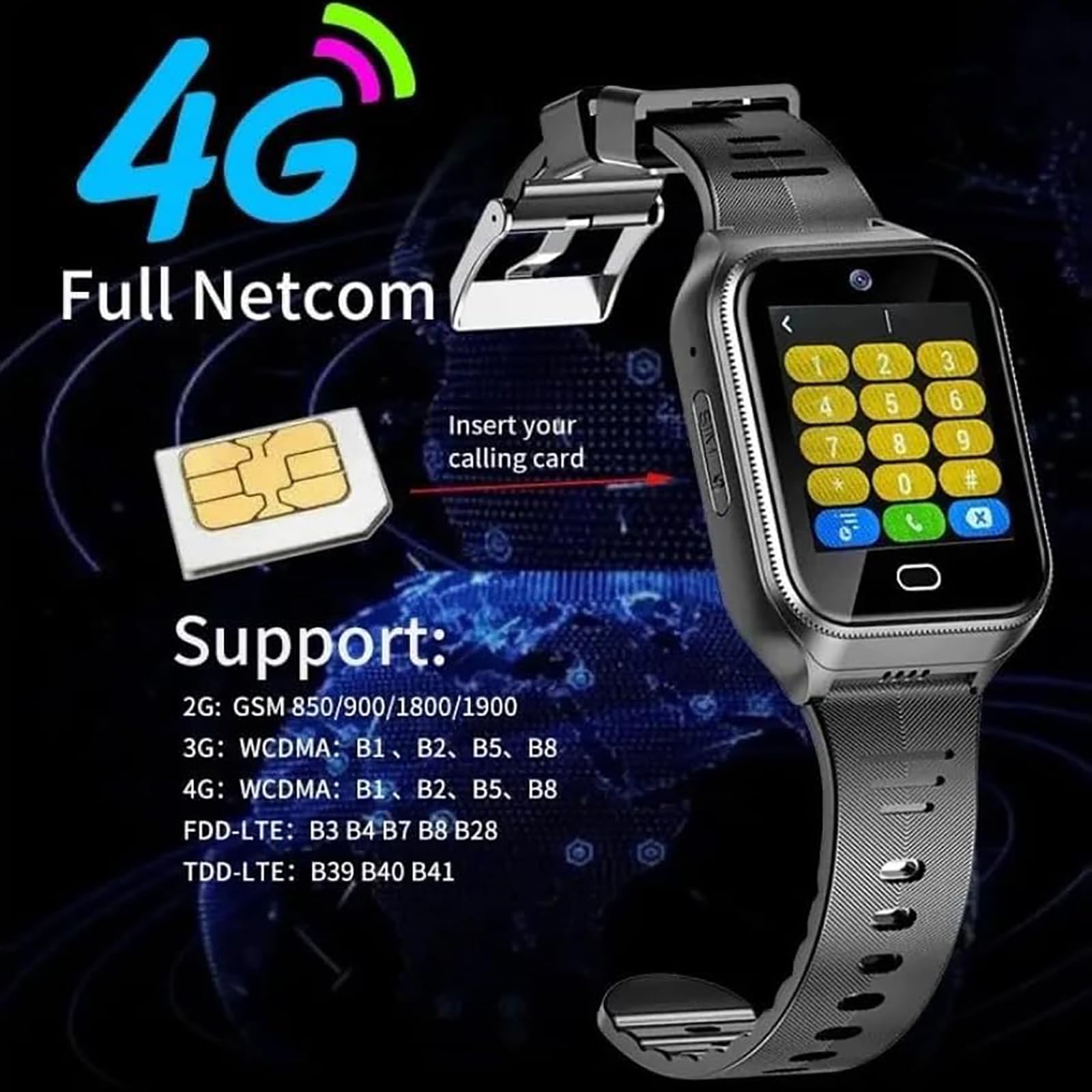 Genérico Smartwatch Personas Mayores Aviso de Caída Reloj Inteligente Dispositivos de Alerta de Caídas Alarma SOS Localización GPS Videollamada Impermeable Detección de Caídas para Demencia Alzheimer