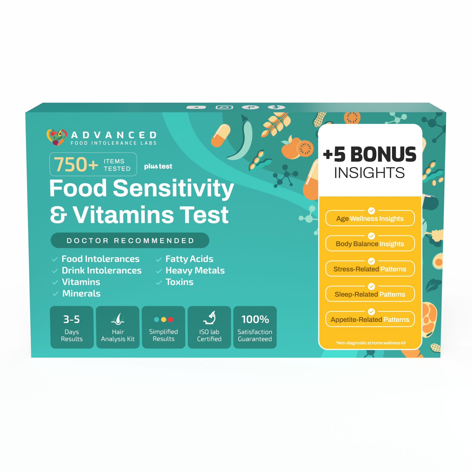 AFIL Upgraded 750+ Foods, Drinks, Vitamins, at-Home Wellness Test Kit, Trusted Hair Analysis for Adults & Kids, at-Home Health Non-Invasive, Gluten Wellness Insights