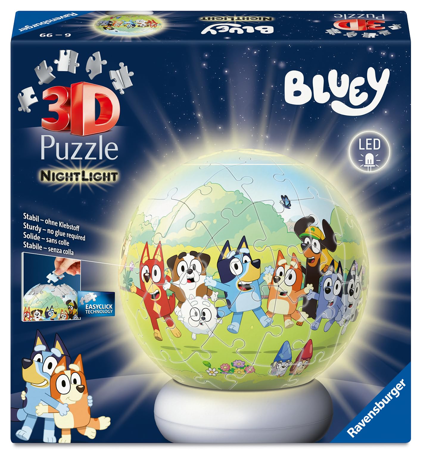 3D Puzzle-Ball Nachtlicht Bluey: Erleben Sie Puzzeln in der 3. Dimension!