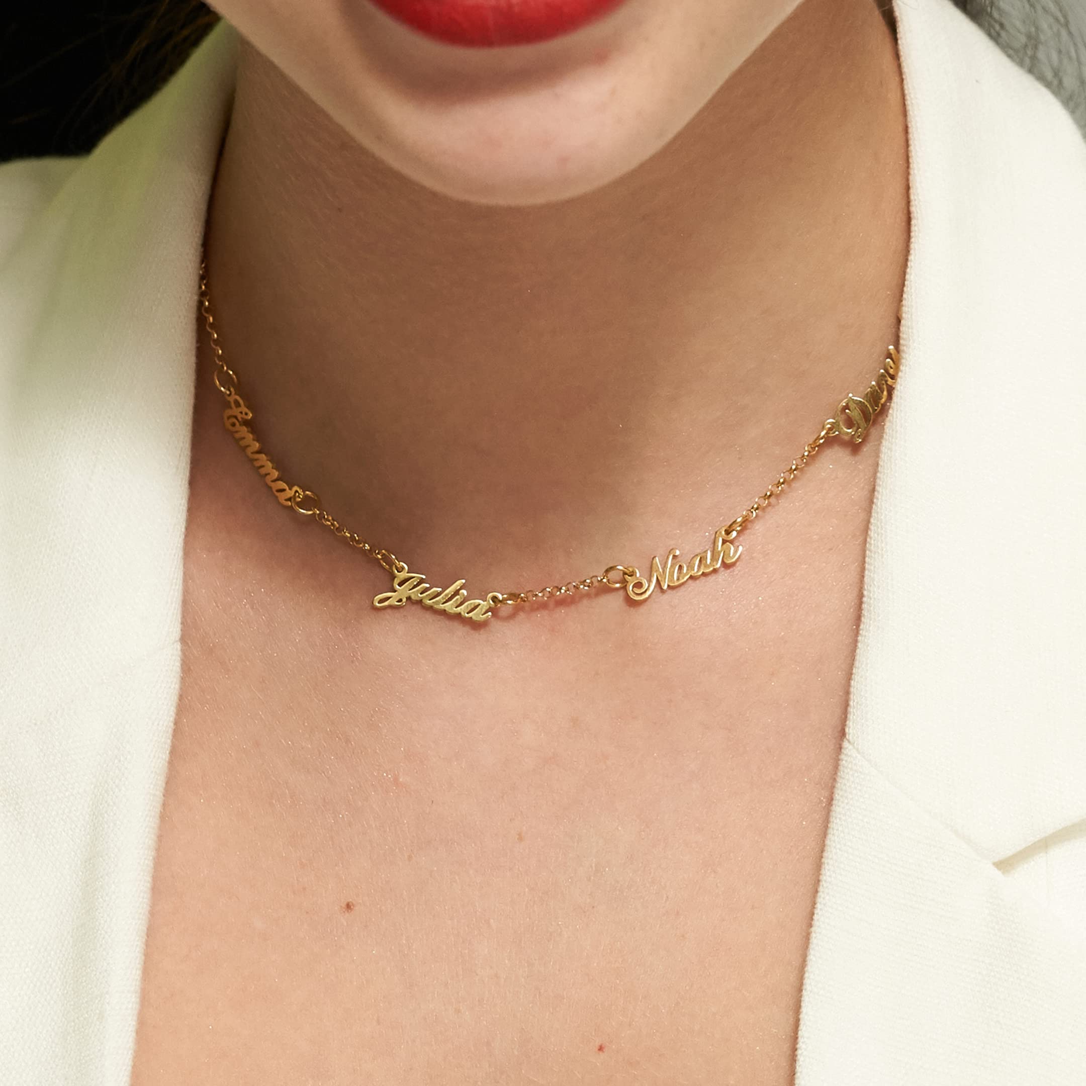 MYKA - Collar Personalizado con Nombres Múltiples en Plata de Ley .925 - Regalos para Mamá, Regalo para Mujer