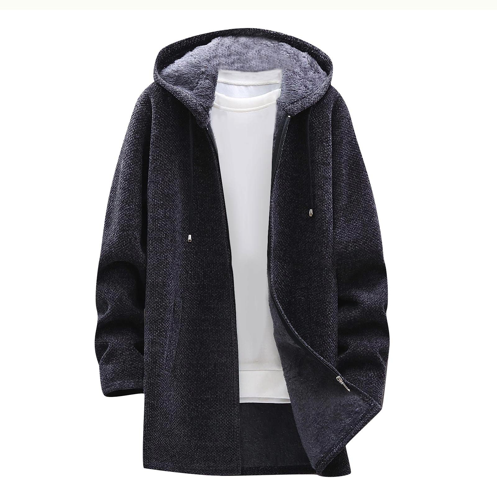 Jackets for Men Fall and Winter Men's Fashion Loose Cardigan Warm Hooded Jacket Sweater Jackets