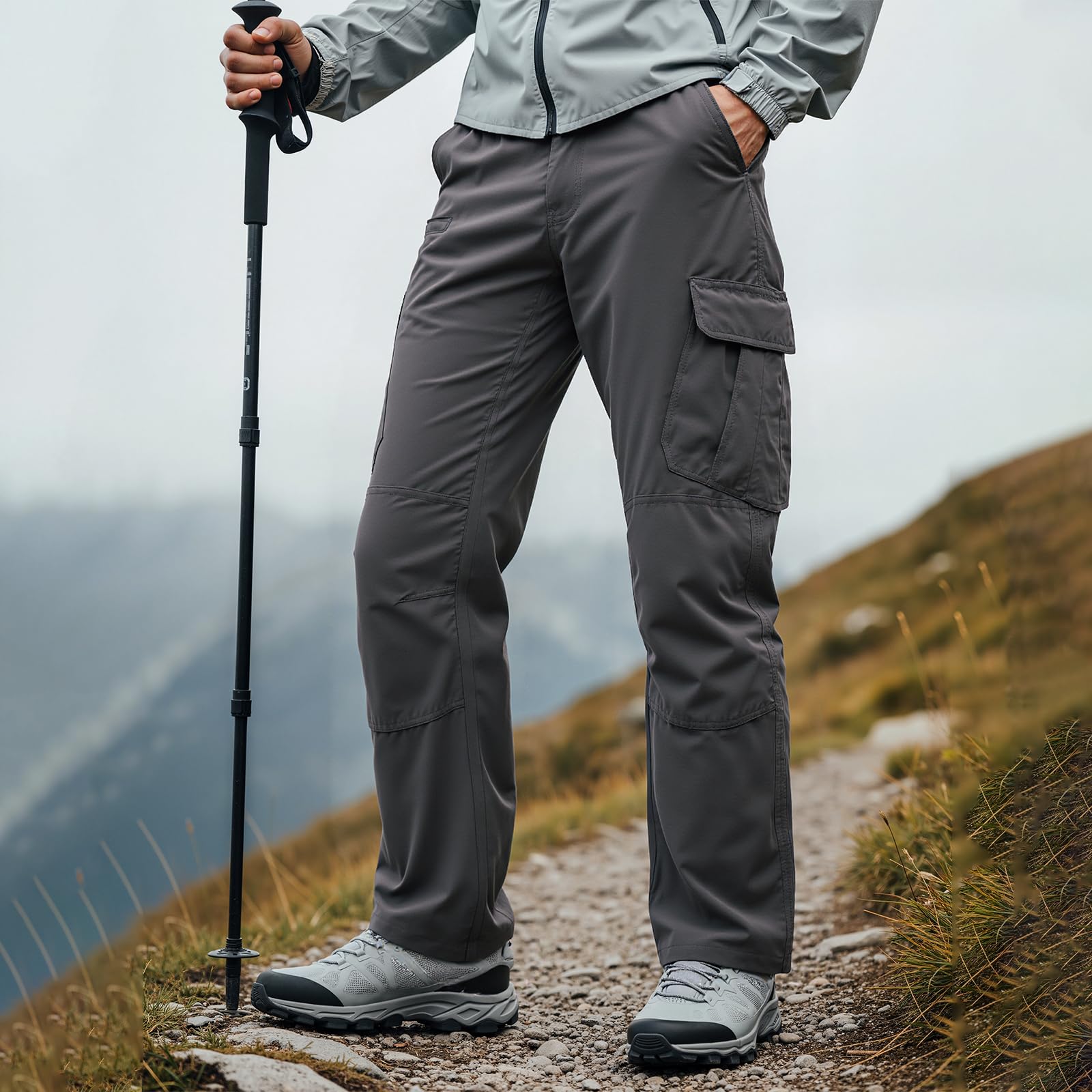 BWBIKE Pantalon de Randonnée Extérieur résistant à l'eau pour Hommes, Pantalon Cargo Tactique Léger en Ripstop pour Le Sport, Le Travail et Les Voyages de Combat