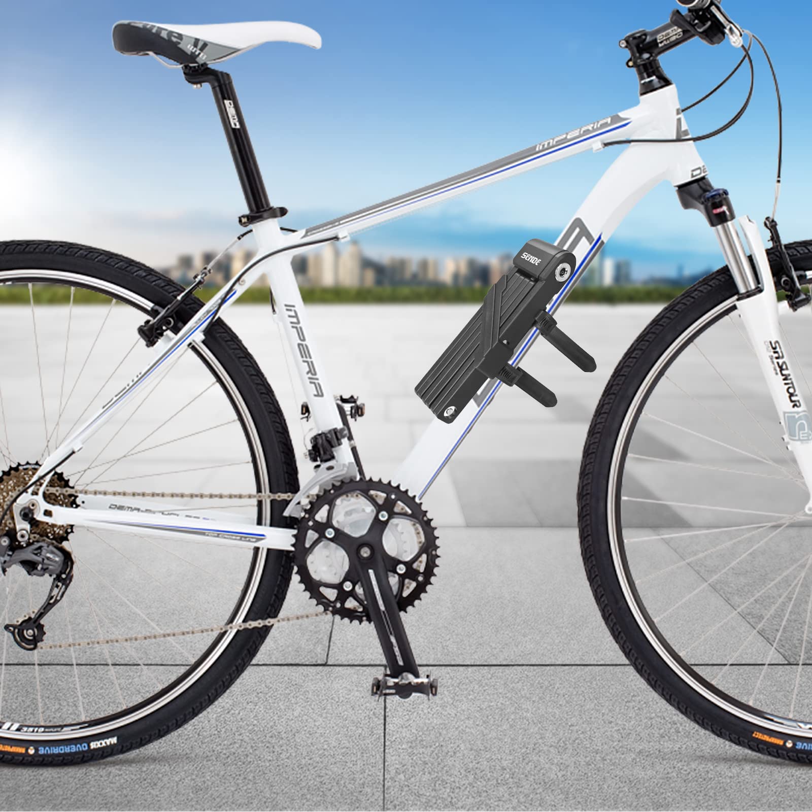 Lucchetto Pieghevole per Bicicletta con Supporto con 2 Chiavi e 1 Anello Portachiavi in Acciaio Temprato con 6 Articolazioni, ad Alta Sicurezza per Biciclette/MTB, Nero