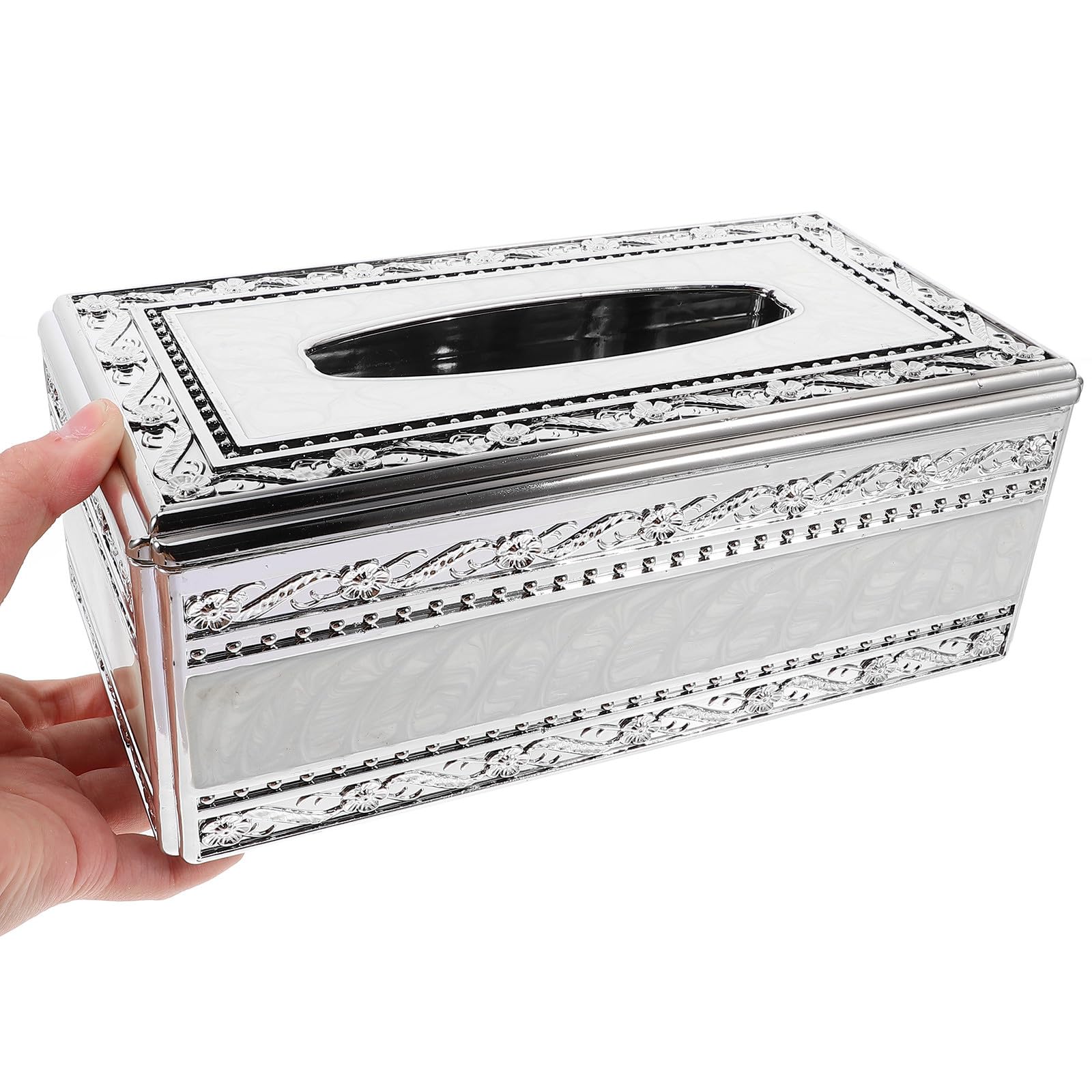 Europäische Taschentuchbox aus Acryl, Weiß, für Zuhause | Retro Design, Praktische Handhabung, Leicht zu Öffnen, Schlafzimmer und Esszimmer Geeignet