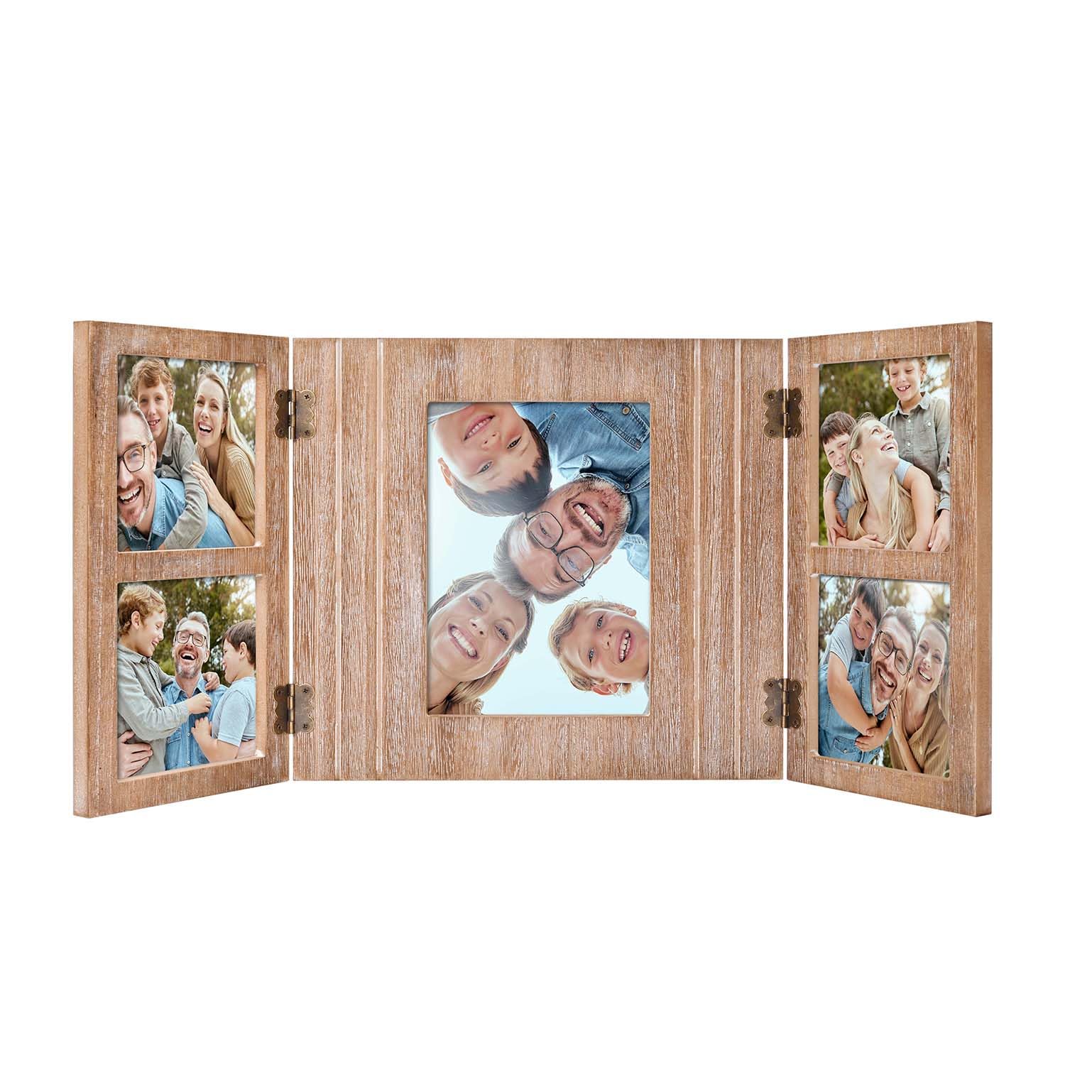 Donmills 4X4 Brown Picture Frame Collage 5X7 For Wall Photos Display 5 Opening For 5X7 Picture Or Photo, Four 4X4, Made Of High Definition Glass Wall Display Or Tabletop Display