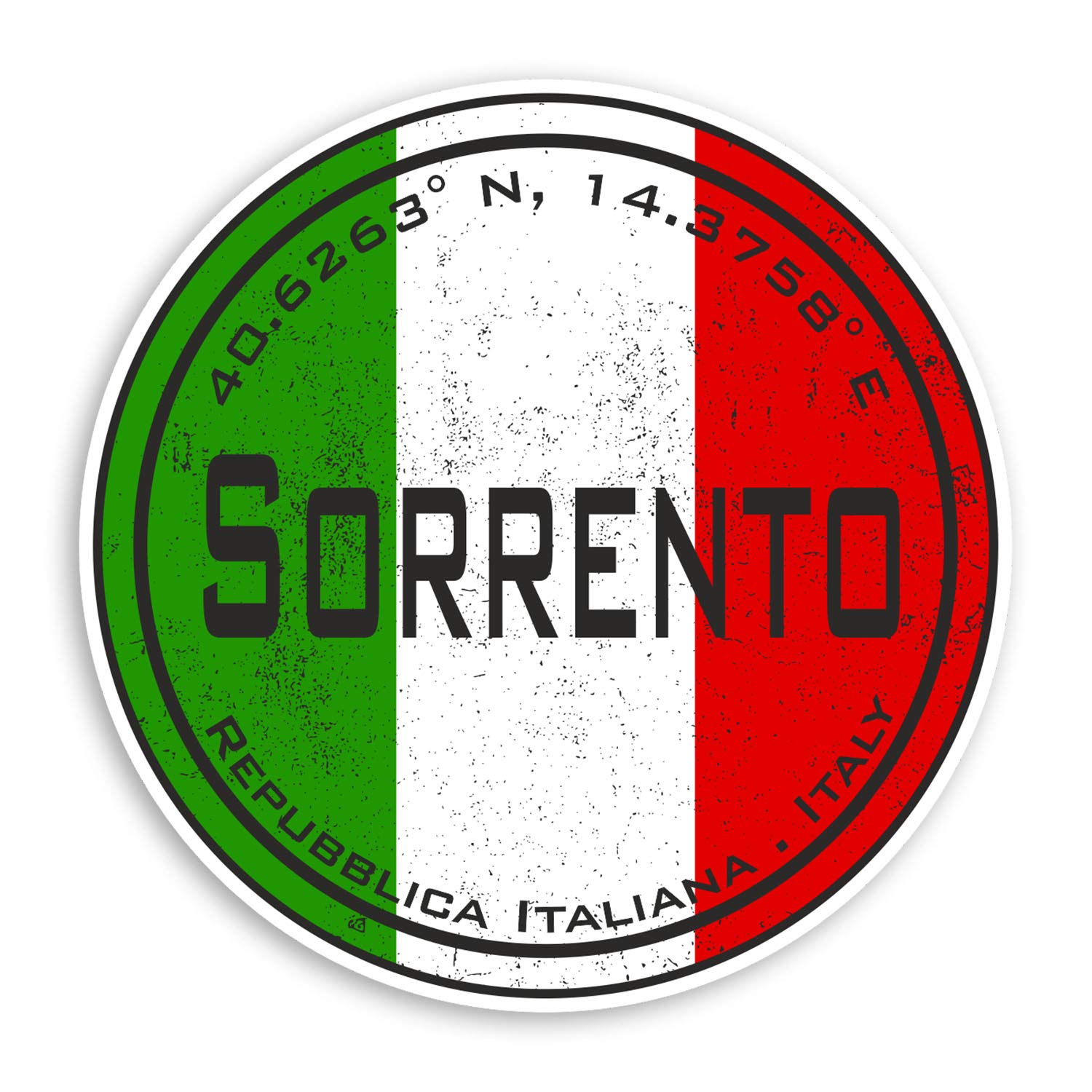 2 x 10cm Sorrento Italy Vinyl Stickers - Italian Flag Sticker Luggage #20575 (10cm Wide)