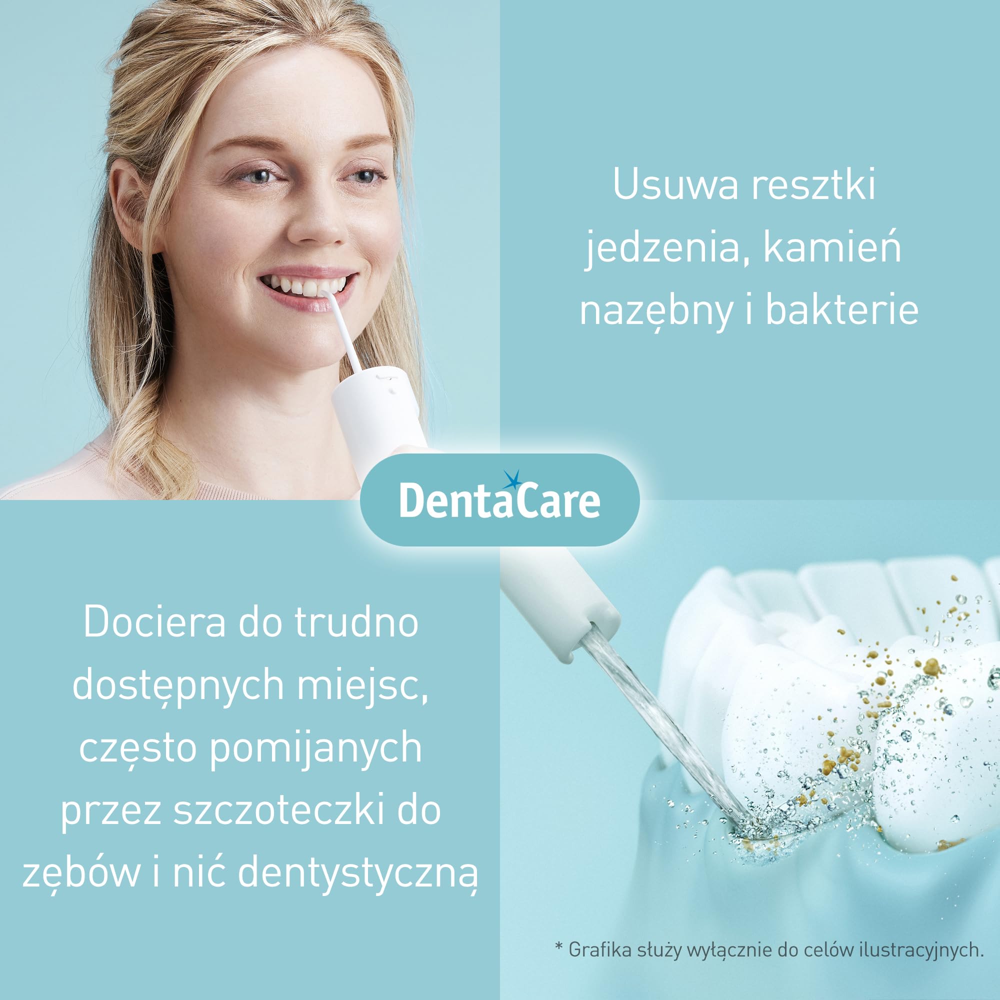 Panasonic EW-DJ11 podróżny irygator do zębów na baterie (zbiornik na wodę 150 ml, 35 s pracy, 2 poziomy ciśnienia strumienia wody), biało-niebieski