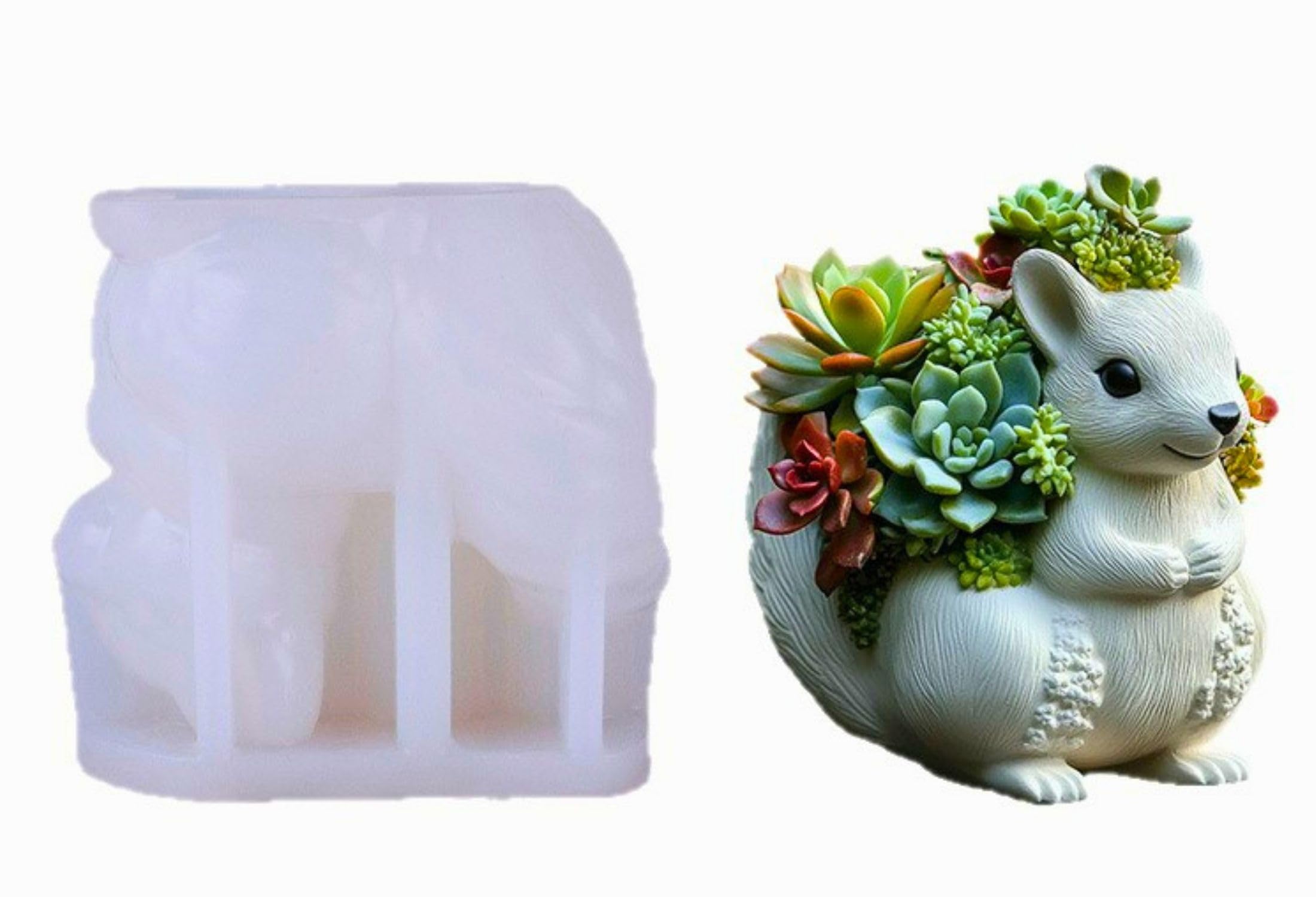 SNOOGG Silicone Squirrel Shape Resin Mold for DIY Crafts, Cute Animal Planter, Candle Holder, Pen Stand, Mini Pot, Plaster & Eco Resin Casting Mould for Home Decor & Gift Making-image-28