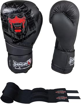 Dragon Do Yakuza Kick Boks Eldiveni Muay Thai Ve Whiteface Bandaj  2 Li Set Siyah 10 Oz,TYBPPAOLH28WHVD581