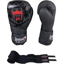 Dragondo Supreme Hakiki Deri Boks Eldiveni, Kick Boks Muay Thai, 10 oz, Siyah, Ta ma  antas  Hediyeli
