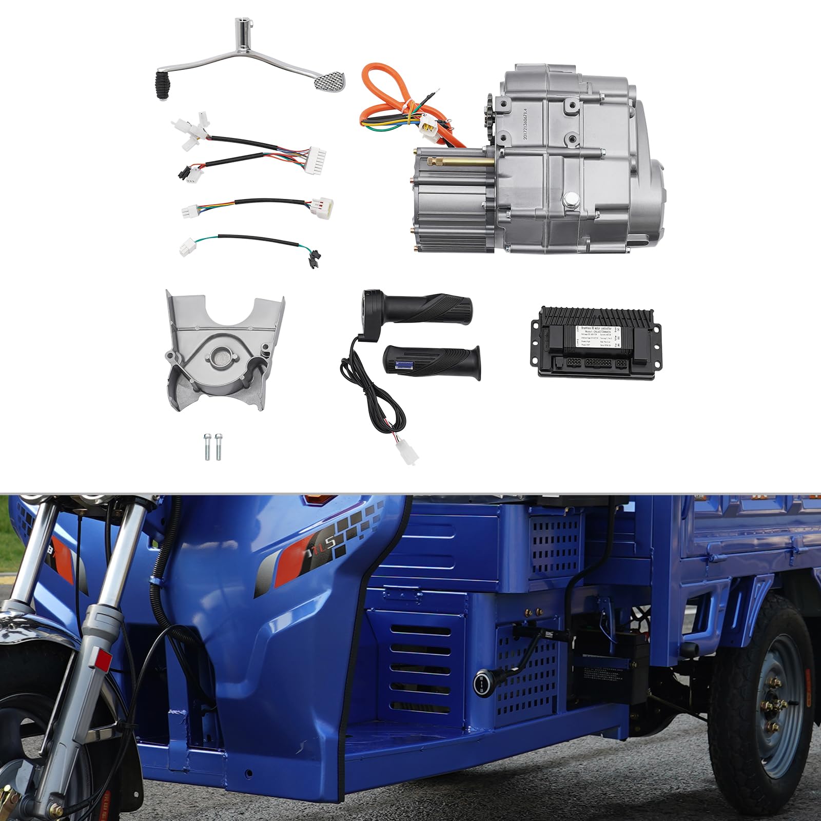 Kit de motor ATV sin escobillas, motor de 1000 W, embrague automático de 4 velocidades, apto para 60 V, ahorro de energía, bordes lisos, cubierta protectora, para ATV motocicleta eléctrica y Gokart