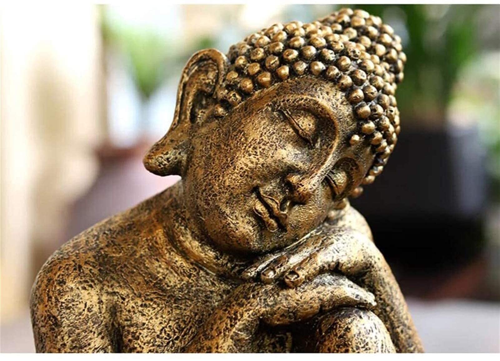 XJBTBA Maceta de Jardín divinità di Meditazione Buddha Planter Pot Statue Outdoor Ornament Decoration Oro casa Decorazione per Esterni (BlackBrown)