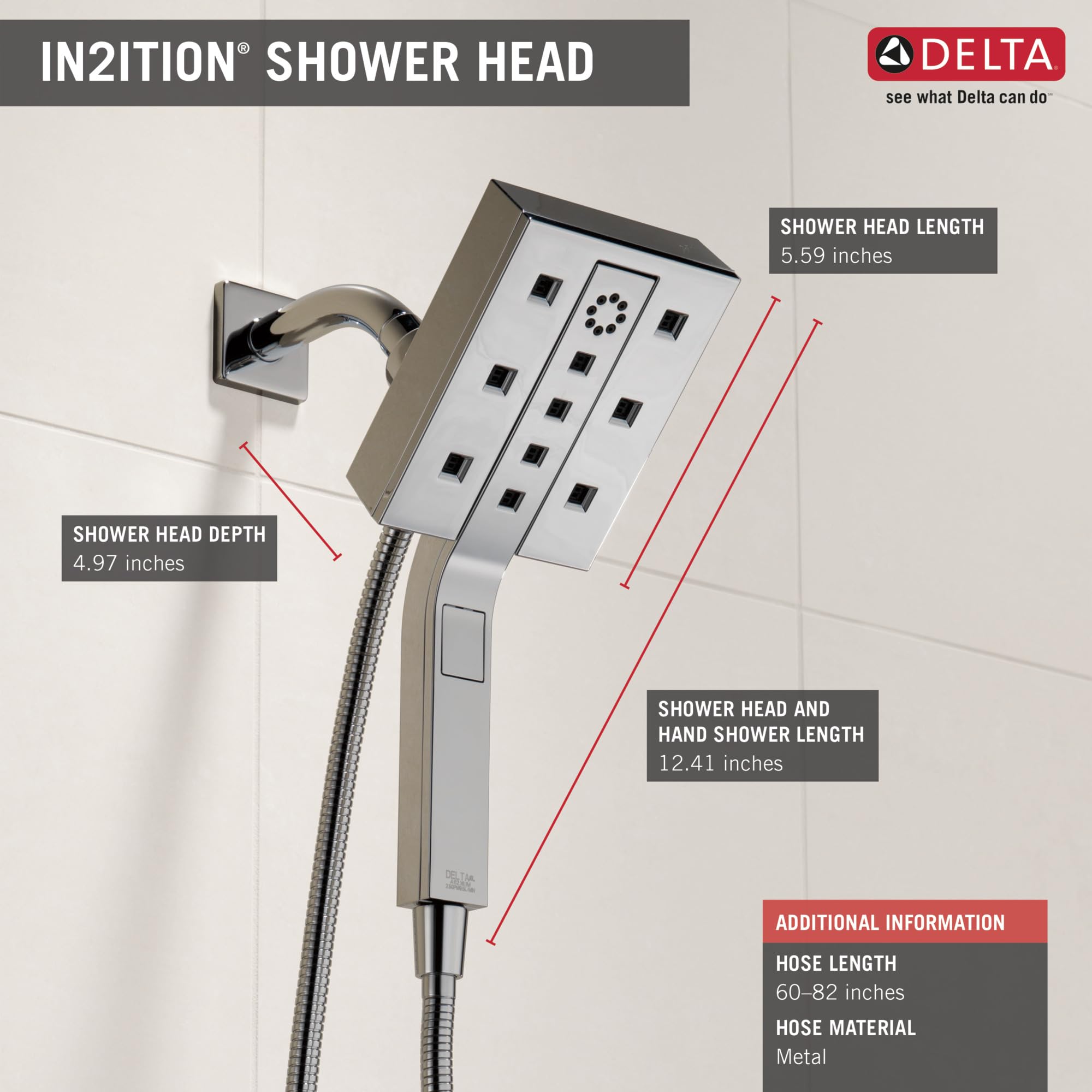 Delta Faucet 2-in-1 Showerhead with Handshower I 10 Year Warranty