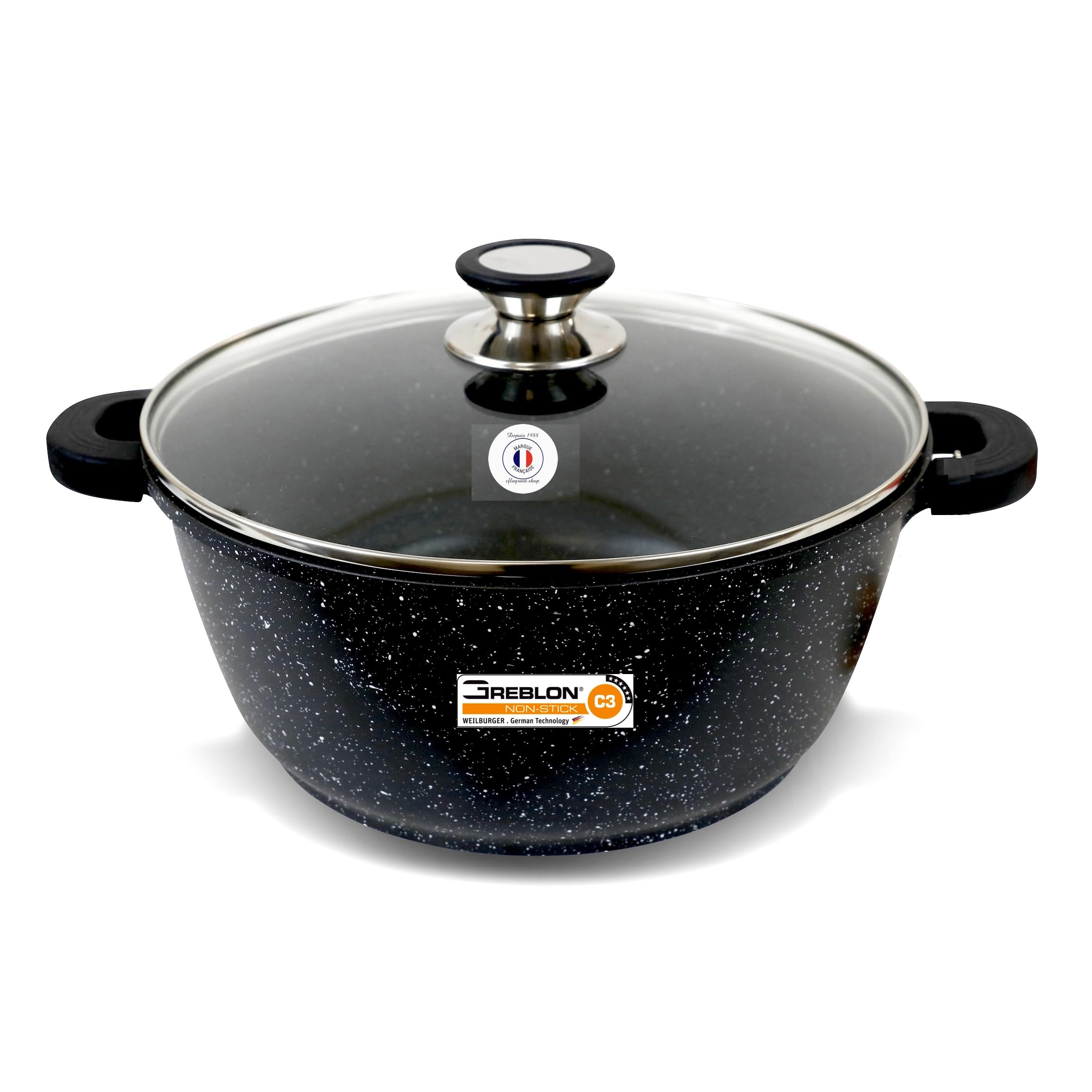 Cflagrant Faitout Façon Pierre, couscoussier 20 cm, anti-adhésif, induction