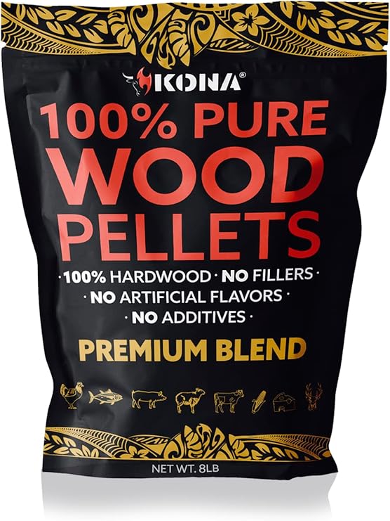 Kona Premium Blend Smoker Pellets, Intended for Ninja Woodfire Outdoor Grill, 8 lb Resealable Bags