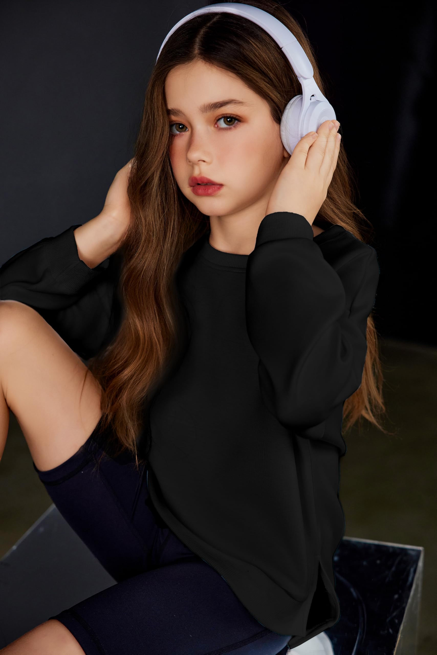 Arshiner Niñas Sudaderas Sin Capucha Ultra Cómoda Niño Otoño Invierno Cuello Redondo Pullover Moda Casual Manga Larga Sudadera para Niña 5-14 Años
