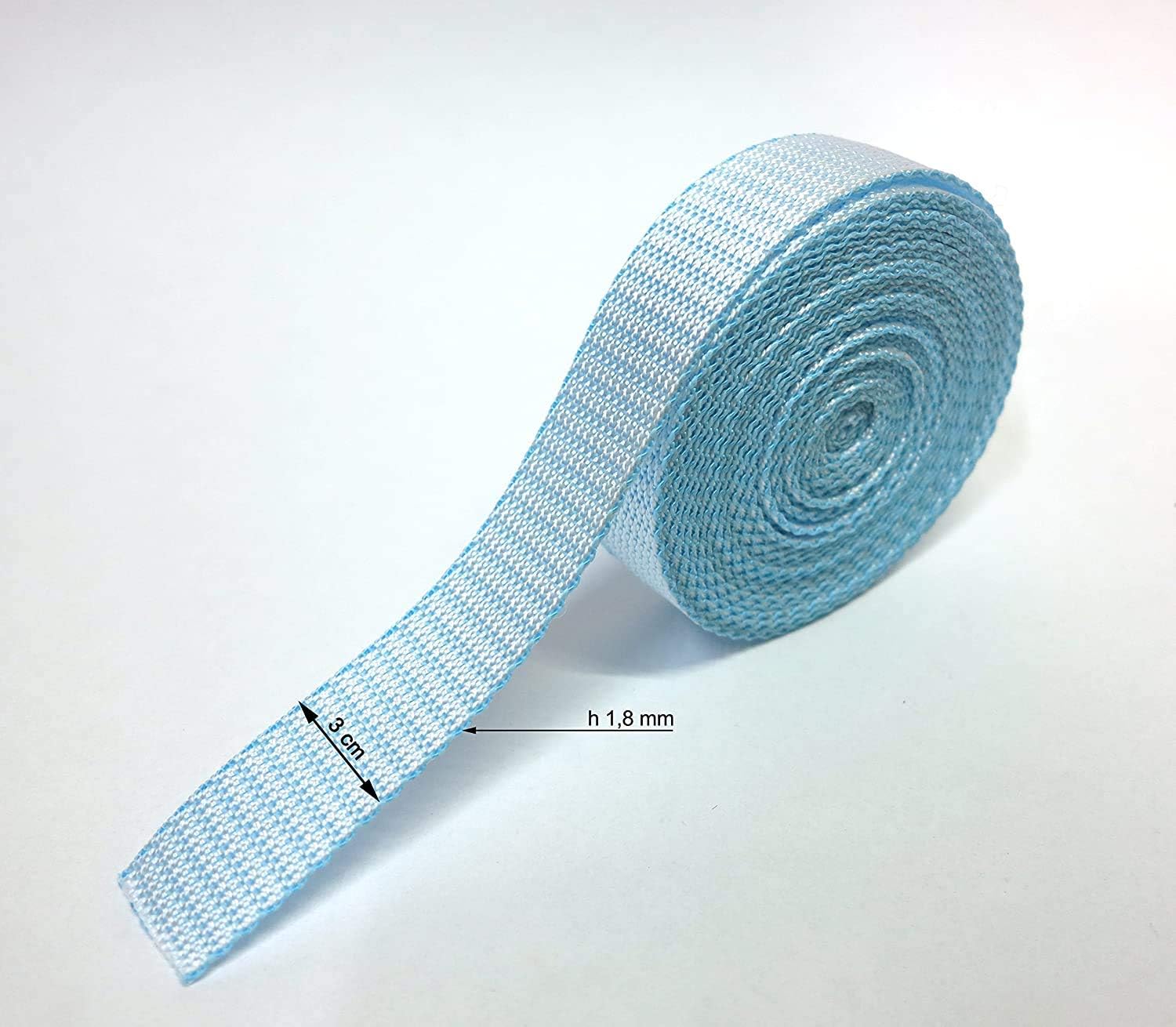 Nylon Blue Strapping Webbing Material. Wide: 1 inch <> THICKENESS: 0,07" <> Lenght: from 2 Yard to 109 Yard